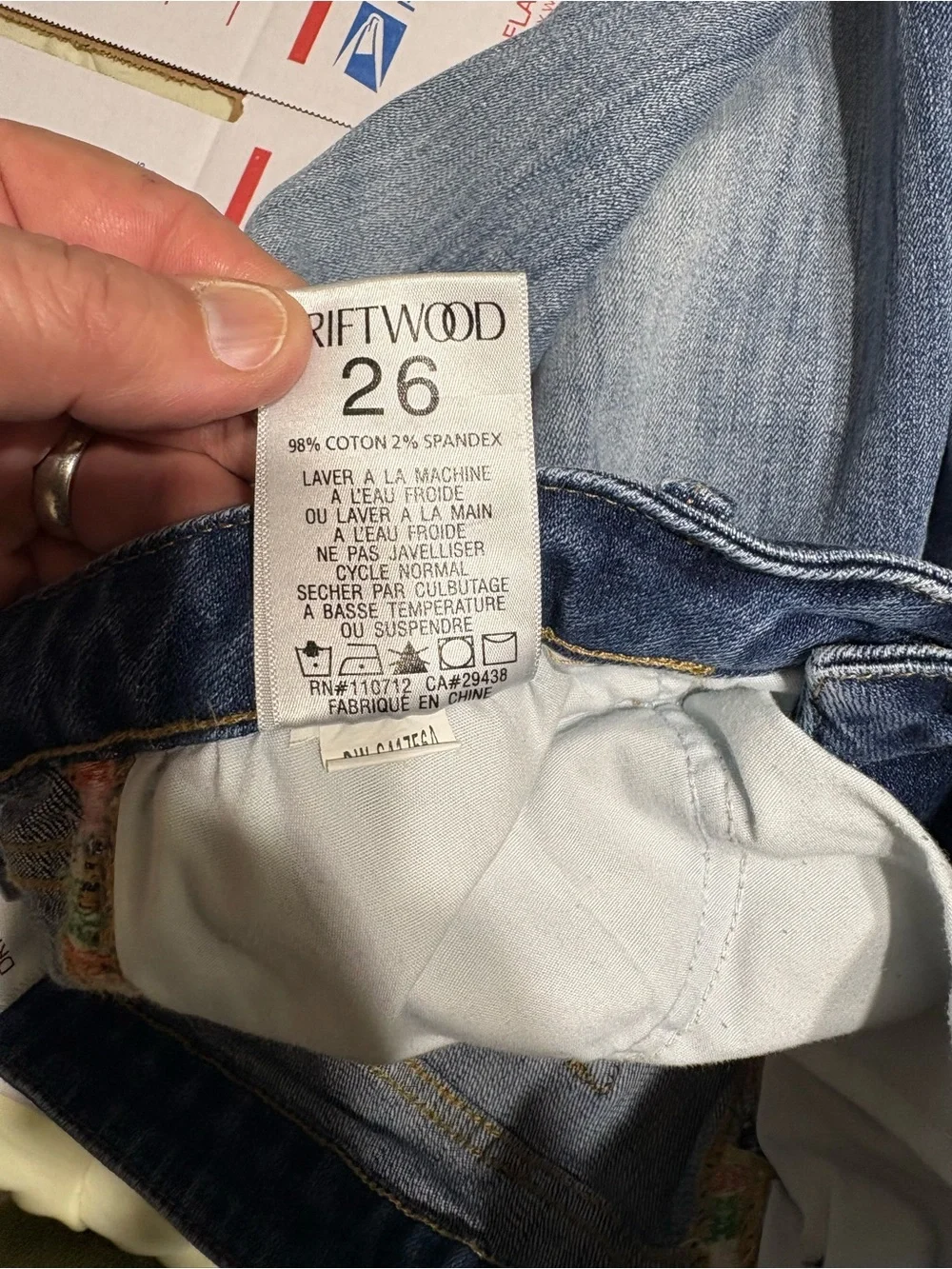 DRIFTWOOD Medium Blue Denim embroidered denim shorts 30x15.5